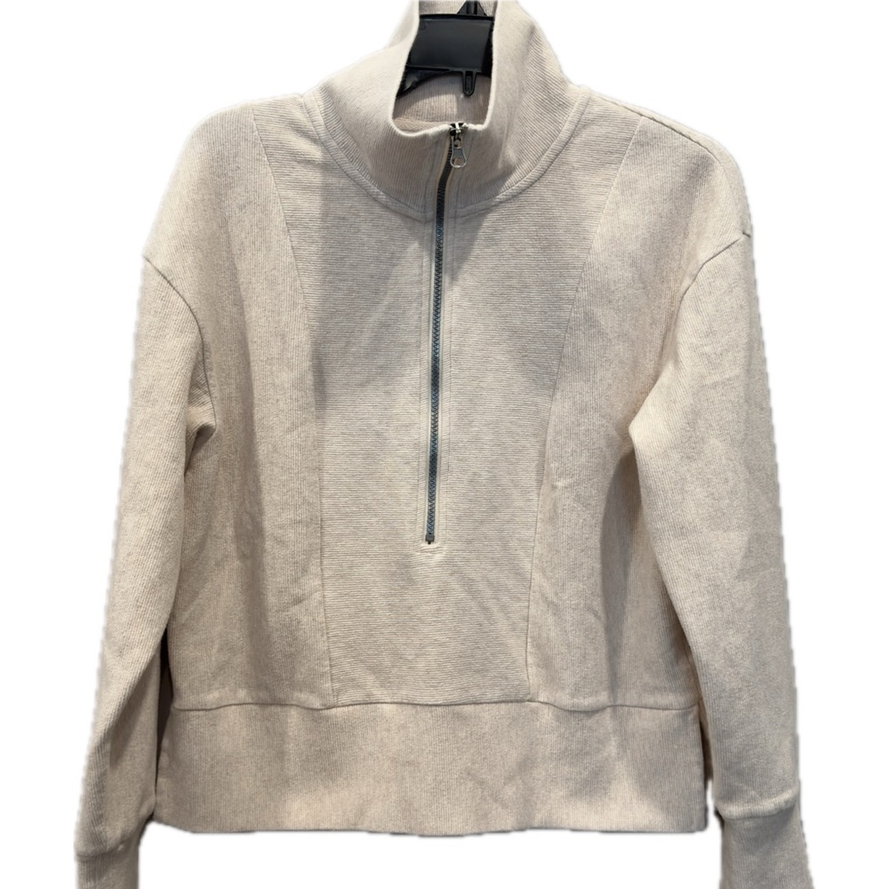 Le Verde 1/4 Zip Pullover Sweater S Oatmeal Beige